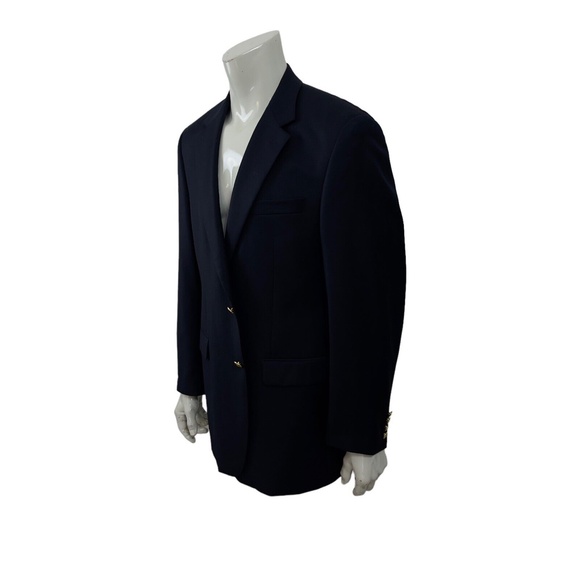 Ralph Lauren Navy Blue Wool Blazer Gold Buttons Mens 44L - Picture 4 of 12